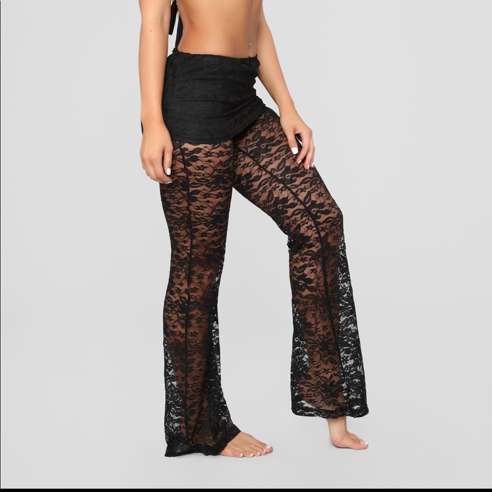 Lace fold over pants